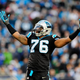 Greg Hardy of the Carolina Panthers in a game against the New York Jets at Bank of America Stadium Dec. 15, 2013, in Charlotte, N.C.
Grant Halverson/Getty Images